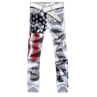 China X-Mier QUICK DRY 2022 new fashion wholesale American flag printing jeans high stretch slim mens pants plus size mens jeans for sale