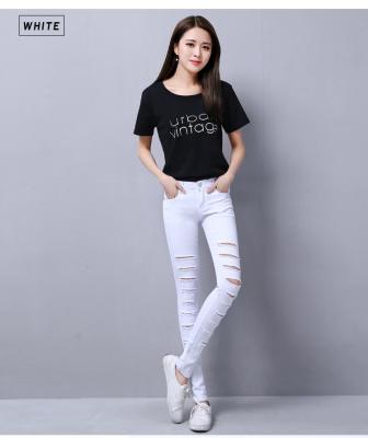 China X-Mier high quality QUICK DRY jeans ladies custom fashion new ripped jeans women casual skinny pencil pants lift up hip jeans girls for sale