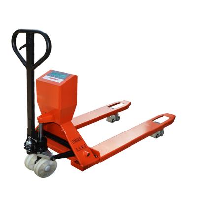 China Garment Shops Hand Forklift 2.5Ton Electronic Scale For Pallet Weighing Truck for sale