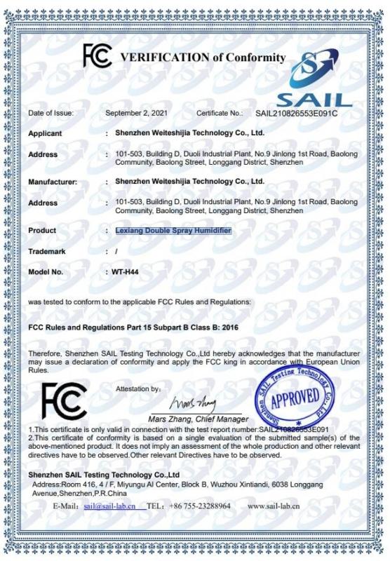 FCC - Shenzhen Weite Shijia Technology Co., Ltd.