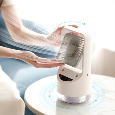 中国 New arrival rechargeable usb humidifying desk fan portable rotation air water spray fan with digital display 販売のため