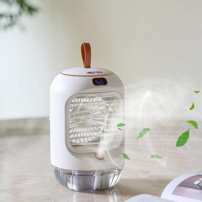 中国 Factory price rechargeable mini rotation air spray fan portable usb cool mist spray fan with digital display 販売のため