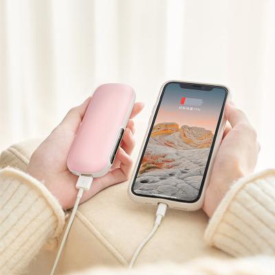 China Christmas Gifts Portable Mini Fast Charging Power Bank Rechargeable Big Capacity Hand Warmer With Power Bank for sale