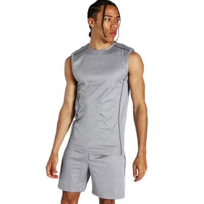 China QUICK DRY Active Muscle Fit Man Sleeveless Tank With Shorts Sports Fitness Gym Quick Slick Custom for sale