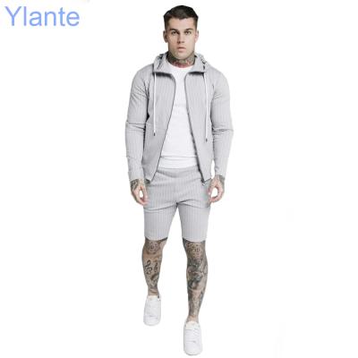 China 2021 QUICK DRY Men's Trends Sweatsuit, Striped Tracksuit Shorts&Hoodie Suits Custom Made for sale