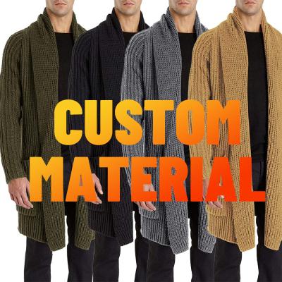 China 2021 European New Fashion Anti-Wrinkle Anti-Wrinkle Custom Loose Gentlemen's V-Neck Wool Knit Long Cardigan Sweater For Men's Coat for sale