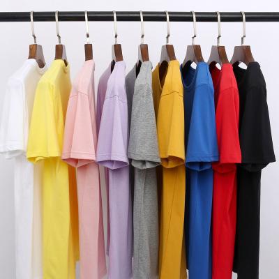 China 2022 Summer Custom Logo Men Solid Color Women Polyester T-shirts Casual Loose Oversized Short Sleeve Anti-Wrinkle OEM Factory Outlet T-shirt for sale