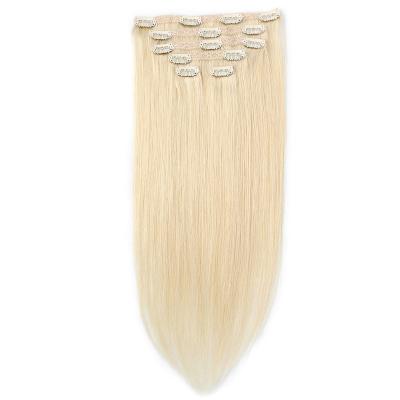 China Blonde Color Grade 12A Silky Straight Wave 100% Real Human Hair And Brazilian Hair Type Clips In Extensions for sale