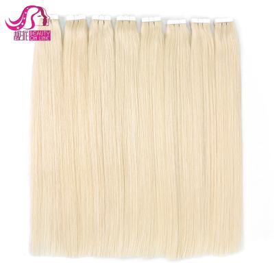 China Big Color 60a Ash Blonde Tape Drawn Indian Current Wholesale 10a Silky Straight Wave Double In 100 Hair Tape In Hair Extensions for sale