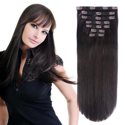 Chine Clip In Hair Extension Good Quality Black 100% Raw Indian Virgin Hair Real Cuticle Aligned Straight Remy Human Hair Clip In Hair Extension à vendre