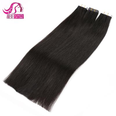 China Wave tape double hair 100%Human 10-15A wholesale hot sale silky straight 18&20 natural straight