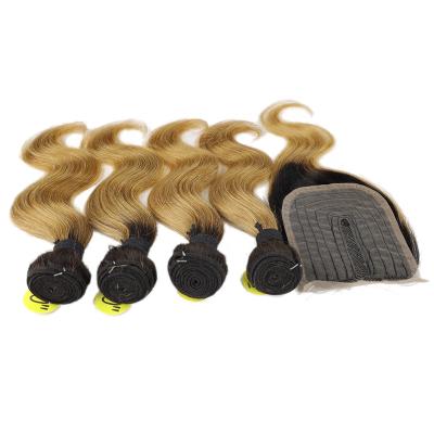 Κίνα Wholesale Body Wave Colored Hair 100% 4 Bundles With Closure Bundle Deal προς πώληση