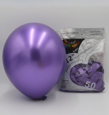 China Advertising Toy Purple High Quality 12inch Latex Party Chrome Balloons Metal Balloons for sale