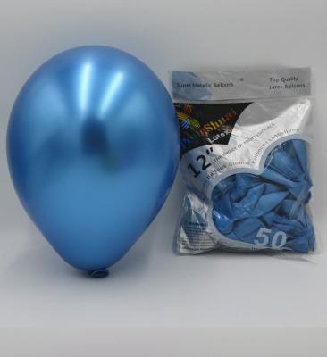 China Advertising Toy Blue High Quality 12inch Latex Party Chrome Balloons Metal Balloons for sale