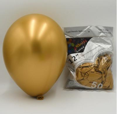 China Advertising Toy High Quality 12inch Latex Party Gold Chrome Balloons Metal Balloons for sale