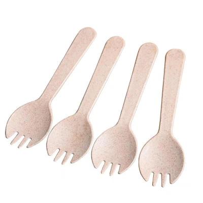 China 115 mm wegwerp Tarwesalade-ijs Mini Spork Te koop