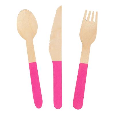 China 160mm Dyeing wooden cutlery  Disposable wooden cutlery set for sale