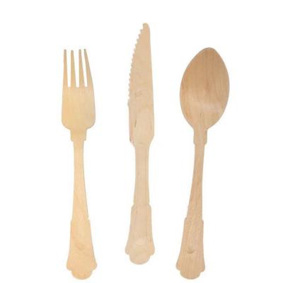 China Wooden Disposable Knife Fork And Spoon Set Degradable 20cm for sale