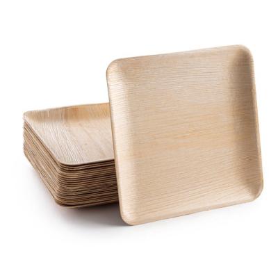 China 7 Inch Disposable Compostable Bamboo Plate With The Shape Of Square For Hotel for sale