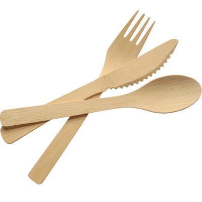 China 170mm Bamboo Cutlery Set Disposable Utensils Set Biodegradable Wrapped Cutlery For Party Wedding for sale