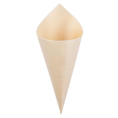 China FDA Pine Wooden Empty Ice Cream Disposable Serving Cone 4.75 Oz for food for sale