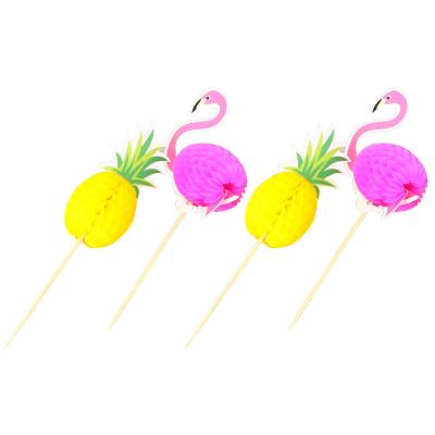 China 10CM Disposable Wood Bulk Toothpicks Flower Flamingo for Baking Cake for sale