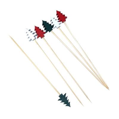 China Christmas Tree Decorative Cocktail Picks Disposable Bamboo Garnish Sticks for sale