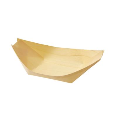 China ODM 4Inch Food Grade Wooden Bamboo Sushi Boat Disposable Serving Cone for sale