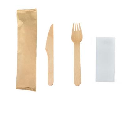 Chine 3 dans 1 kit en bois jetable compostable 160mm de couverts d'ustensiles à vendre