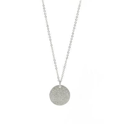 China Environmental Friendly Stainless Steel Round Metal Plate Charm Glitter Pendant Necklace for sale