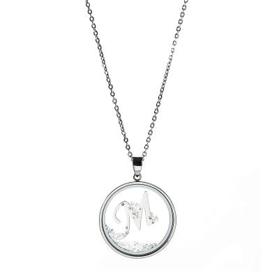 China CLASSIC Personalized Stainless Steel Initials Necklace Around Glass Pendant Necklace for sale