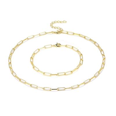 China 2021 Hot New Gold Plated Tasty Paper Clip Link Chain Necklace For Women Girls for sale