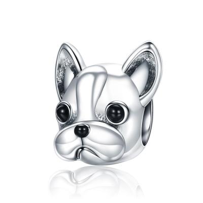 China New 925 Sterling Silver French Bulldog Animal METAL Beads For Women Charm Bracelets Jewelry Making for sale