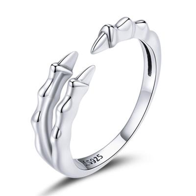 China Ring Jewelry Authentic Dark Claw Silver Minimalist FASHIONABLE 925 Sterling Silver Open Rings for sale