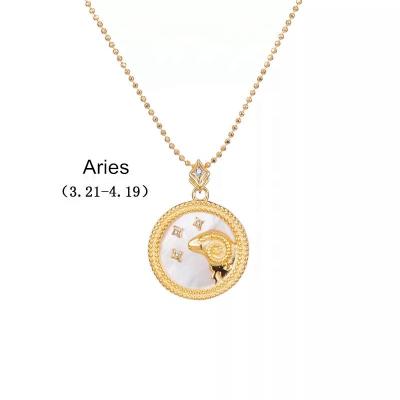 China CLASSIC Custom 18k Yellow Gold Aries Zodiac Horoscope Necklace for sale