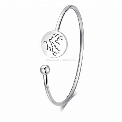 China CLASSIC Tasty Stainless Steel Family Tree Ball and Disc Memory Wire Open End Cuff Bracelets for sale