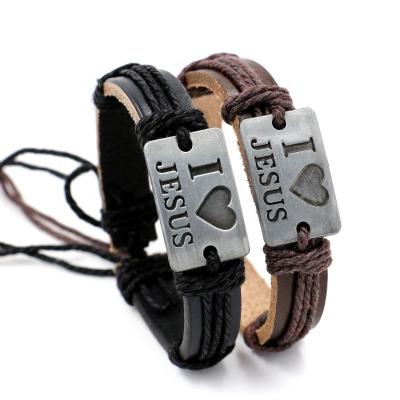 China Couples Jewelry CLASSIC Words Engraved Adjustable Leather Bracelet for sale