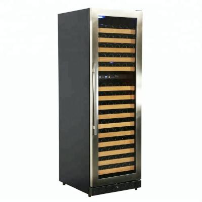 China Blue Interior LED Light 168 Built In Double Zone Stainless Steel Wine Cooler Fridges for sale