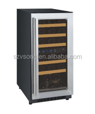 China All tube for cooling system are double tube zone built in wine cooler fridge 15 inch for sale