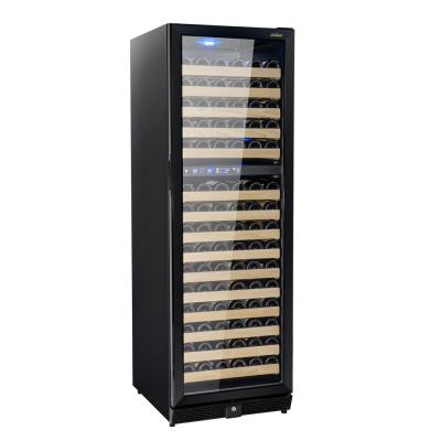 China 155 Car Bottles Double Zone Cellar Fridge With Compressor Cooling System for sale