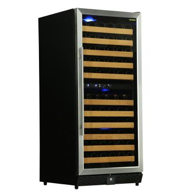 China 111 Car Bottles Cooler Double Zone Wine Fridge With Compressor Cooling System for sale