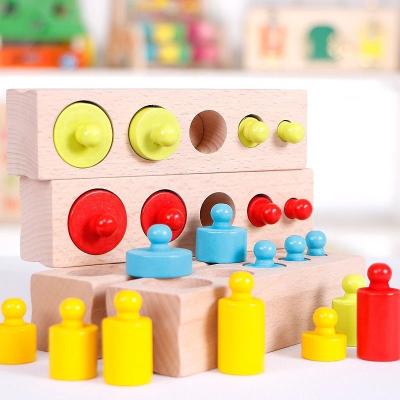 China 3cm Sensory Cylinder Socket Montessori Knobbed Cylinder Blocks Preschool for sale