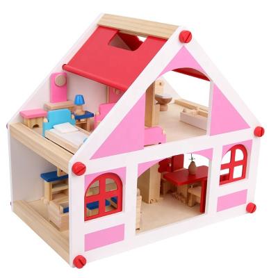 China 37.5cm Casa Vintage Wooden Dollhouse Furniture  DIY Miniature for sale