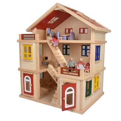 China Kids DIY 55.5cm Garage Mini Dollhouse Furniture Wooden Miniature Dollhouse for sale