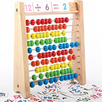 China Arithmetic Abacus Wooden Math Toy Rainbow 7cm Wooden Counting Beads for sale