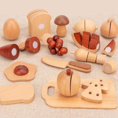 China Natural 5.5cm Wooden Fruits And Vegetables Role Play Food Set for sale