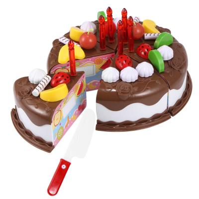 China DIY 5.9inch Wooden Fruit Cutting Set Birthday Cake Toy Plastic for sale