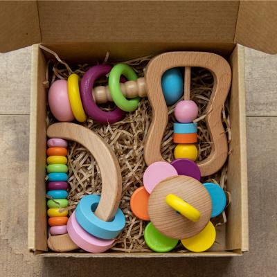 China Rattle Soother 7.2cm Wooden Musical Toys Childrens Wooden Instruments for sale