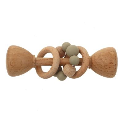 China Rabbit 5.12in Beech Wood Teether Natural Wooden Bunny Teether for sale