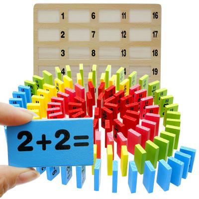 China Basswood 120pc Wooden Domino Blocks Set Rally Building Montessori for sale